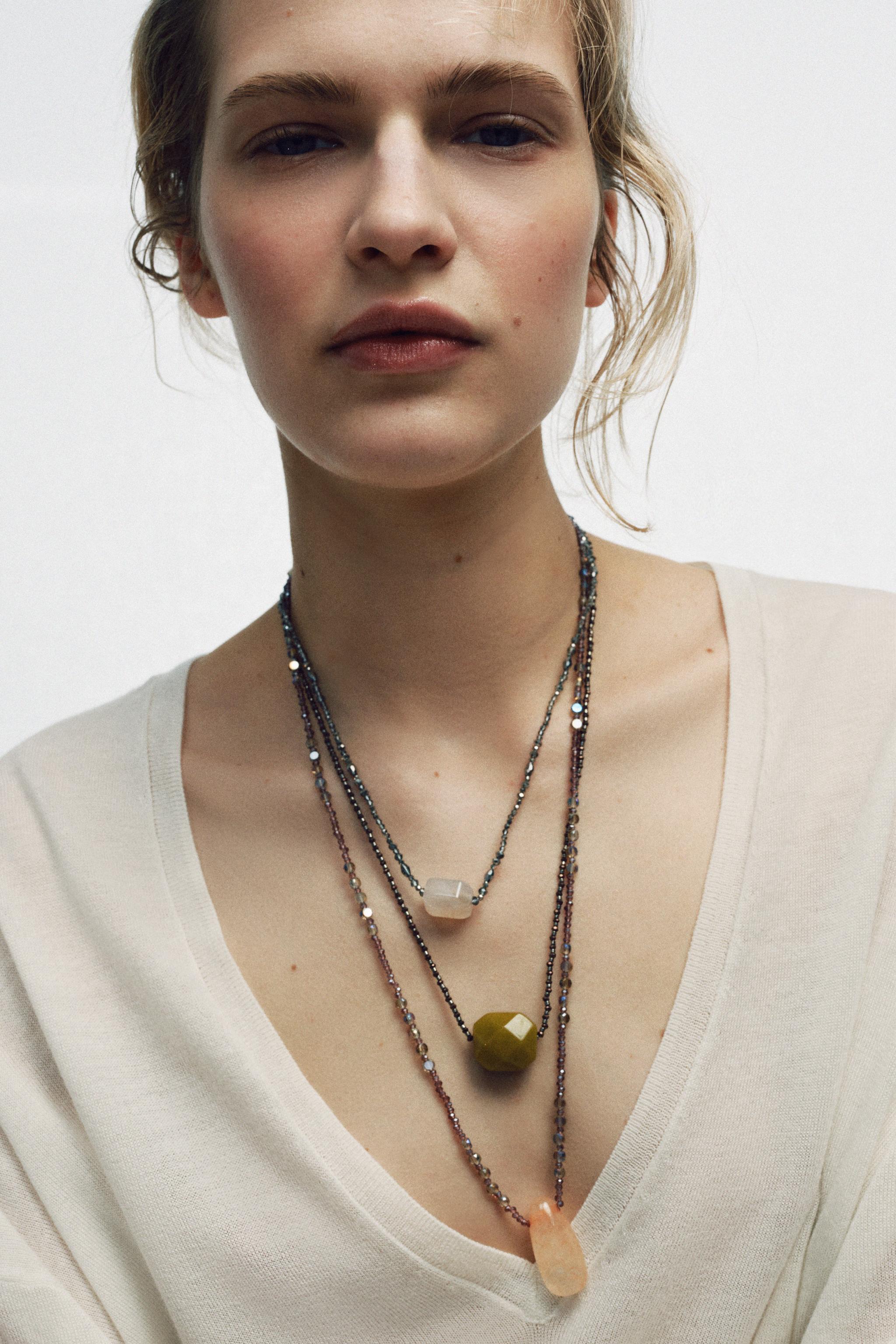 THREE-PACK OF BEADED STONE NECKLACES